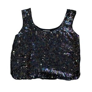 Vintage multicolored silk sleeveles sequin top